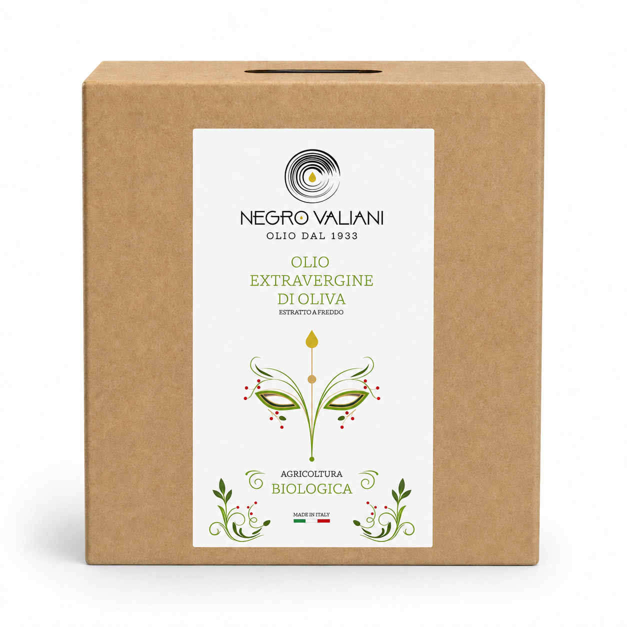 BIB 5L Biologica_sfondo_bianco Olio EVO Biologico – Negro Valiani – 5 L – Bag in Box - immagine 1